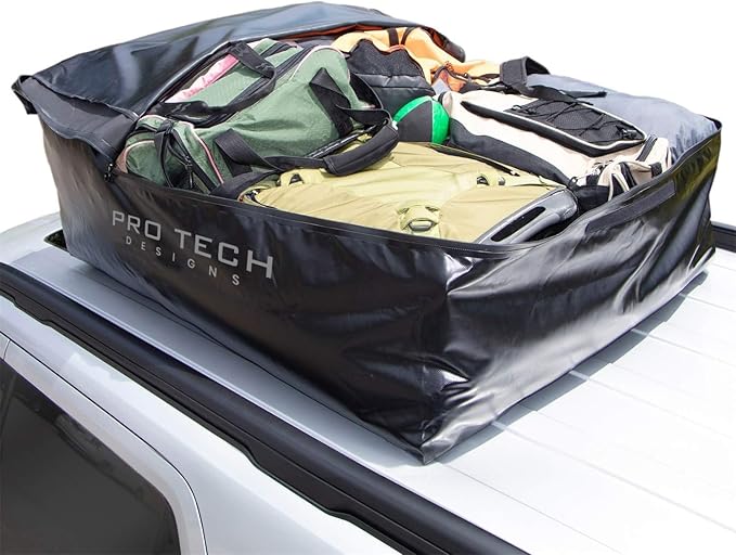 Voyager 18 Cubic Feet Waterproof Car Topper Luggage Carrier - Cargo Carrier for Top of Vehicle, Rooftop Cargo Bag Use with or Without Roof Rack, UV-Protected, 48 x 36 x 18 in, 4 Straps Included