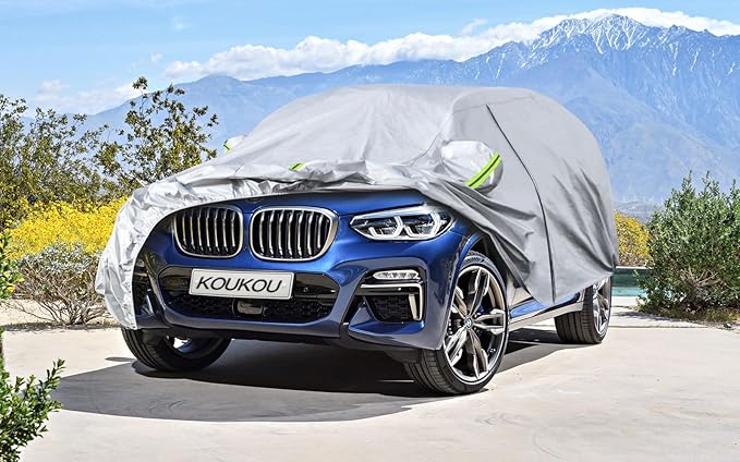 Koukou SUV Car Cover Custom Fit BMW X3/X3 M from 2003 to 2025, Waterproof Car Cover All Weather for Automobiles Outdoor Indoor with Zipper Door, Sun Rain Dust Snow Protection.
