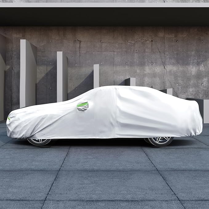 Car Cover Custom Fit for Mercedes Benz C-Class 2008-2026 C300 C350 C400 C450, Migaven Waterproof Full Exterior Cover Sun Rain Protection with Door Zipper, Silver