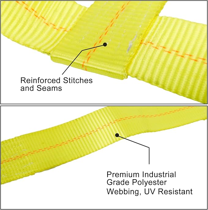Set of 2 Tow Dolly Straps with Flat Hook, Yellow Basket Strap, Fits Most 16-20" Tires Webbing Ratchet Straps 10000 lbs Breaking Strength