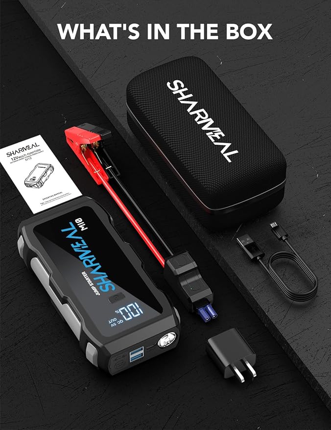 Jump Starter 5500A, 12V Car Battery Jump Starter with USB Quick Charge (Up to 10.0L Gas or 9.0L Diesel Engine), Battery Booster with 3 Modes Flashlight and Jumper Cable