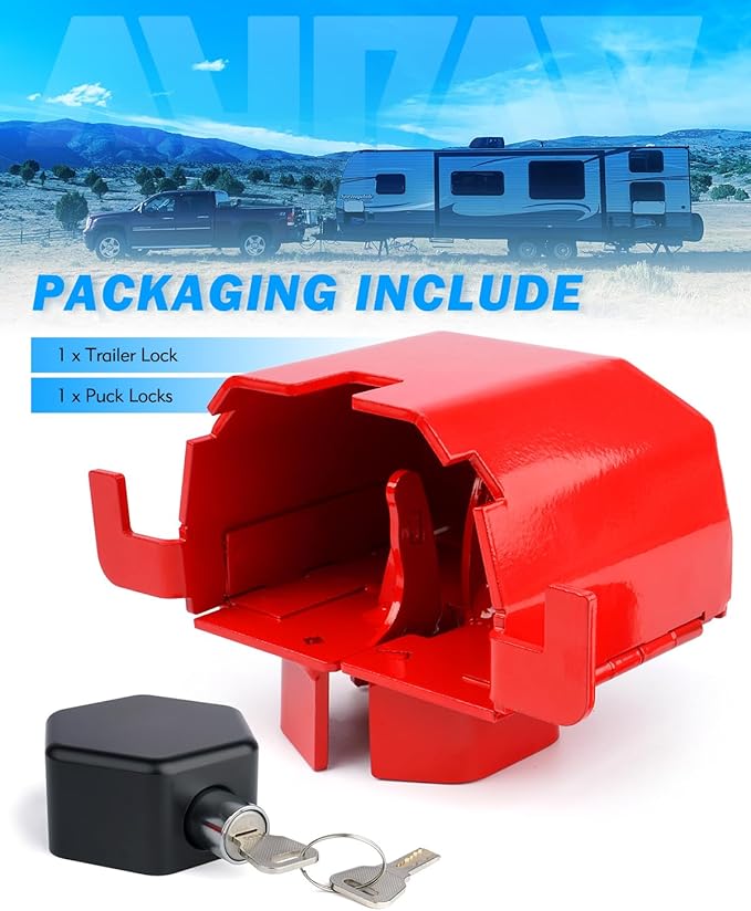 Anti-Theft Trailer Hitch Lock, Heavy-Duty Steel Trailer Lock