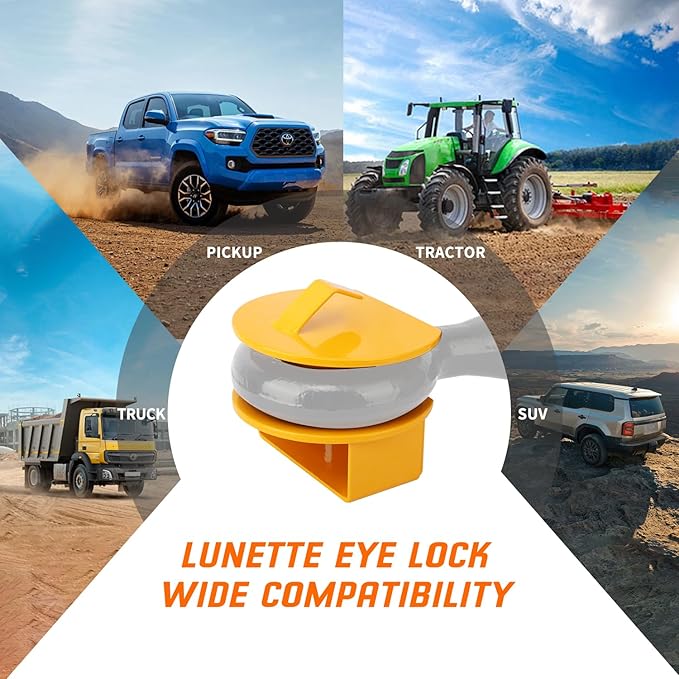 METOWARE Lunette Eye Lock Tow Drawbar Lock Heavy-Duty Steel Trailer Lock Fits All 2-1/2 to 3 Inch Lunette Eyes (Yellow)