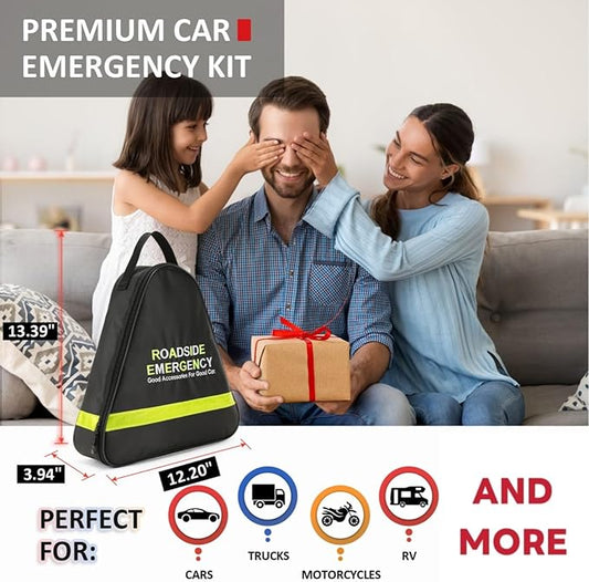 20PCS Sailnovo Car Emergency Kit with Jumper Cables, Roadside Safety Emergency Car Kit for Vehicle Truck Motorcycle - Gifts for Men Women Teenagers, Easy Storage(Black)