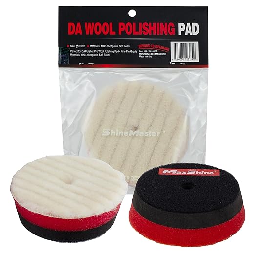 Maxshine 3" Universal Wool Buffing Polishing Pad for Cutting – 100% Natural Wool with Hook & Loop – DA Polisher Compatible – Aggressively Removes Scratches, Swirls & Oxidation