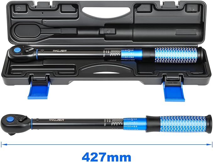 UPGRADE 1/2" Drive Click Torque Wrench,10-180ft.lb,Dual-Direction Adjustable 72 Tooth Click Torque Wrench for Bike, Motorcycle,Professionals & DIYers,Blue