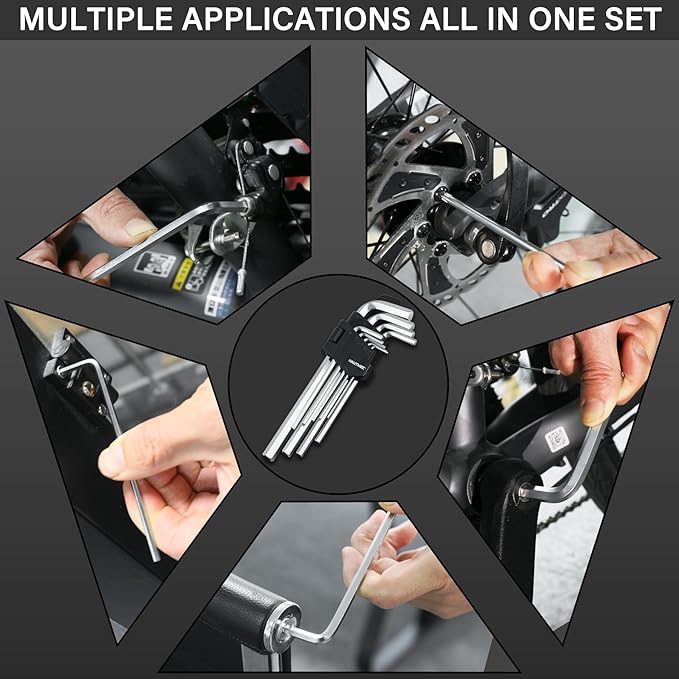 HAUTMEC Metric Allen Wrenches Sets, 9PCS L Shape Hex Key Set, CR-V Steel Allen Key Set, 1.5-10mm, Precise and Chamfered Tips, HT0221-SS