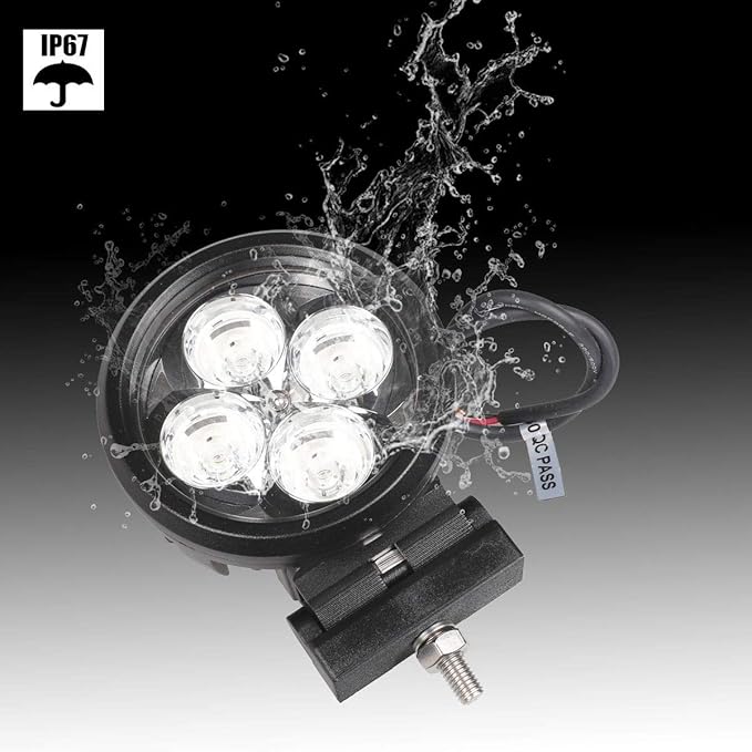 Lightronic 4 Inches Round Off-road LED Fog Lights, 6000K Cool-White Spot Beam, Rugged Aluminum Thin-Size Housing, Plug & Use DT Connector, 12V/24V DC, 2-Pack