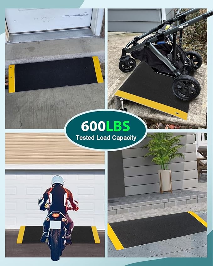 SCITOO Aluminum Threshold Ramp 15.7" L x 31.5" W, Portable and Anti-Slip Surface Wheelchair Ramp for Doorway Rated 600LBS Weight Capacity
