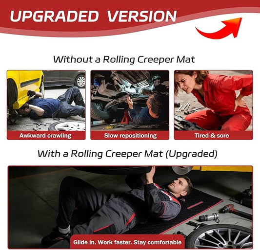 Upgraded Magical Rolling Creeper Mat Car RepairGarage Mat 60"X28",Made Available for Self-Driving Tourong-Haul Truck for Working On The Ground Working Excellent Mechanic Repair mat-Red