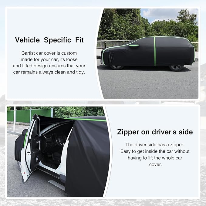 Cartist Full Car Cover Fits for Hyundai Santa Fe 2001-2025 2026 Accessories All Weather Car Covers Outdoor for Santa Fe Waterproof Anti UV with Zipper & Reflective Safety Strips