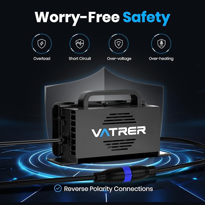 58.4V 20A AC-DC Smart Charger LiFePO4 Lithium Battery Charger for 48V (51.2V) Golf Cart LiFePO4 Battery, Wall Mounted/48V Solar/Home Energy Storage Battery, etc