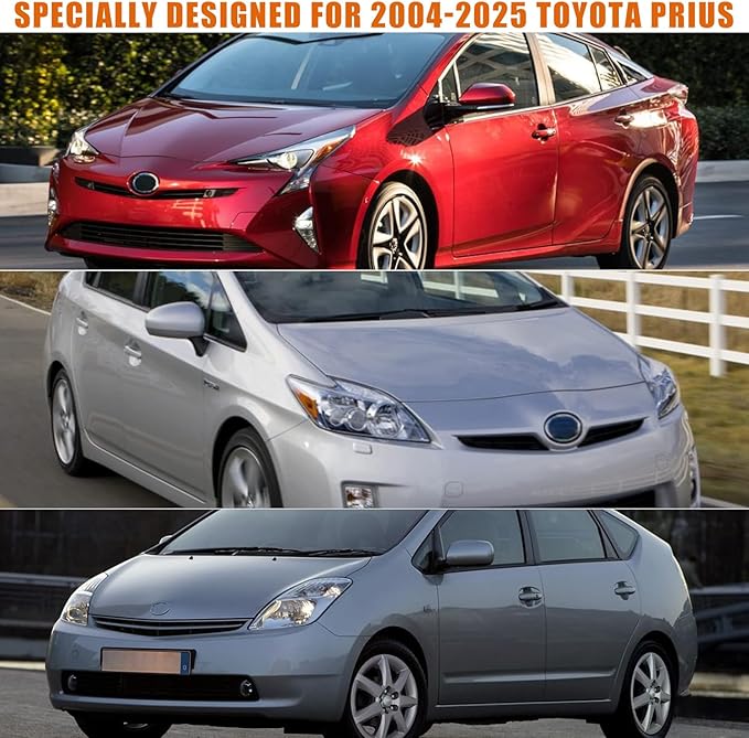 Waterproof Car Covers Replace for 2004-2025 Toyota Prius, 6 Layers Silver All Weather Custom-fit Car Cover with Zipper Door & Windproof Bands for Snow Rain Dust Hail Protection