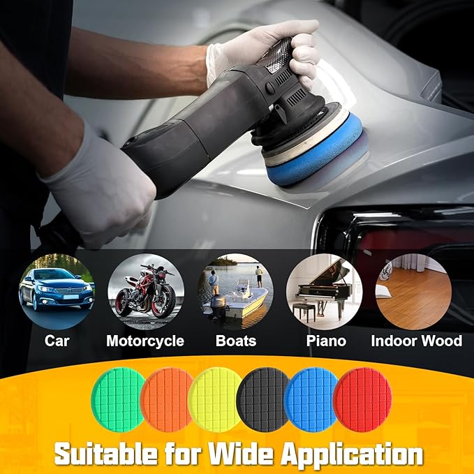 6 Inch Buffing Polishing Pads, 3Pcs Blue Polishing Pad High-Density Buffing Sponge Pads 6.5 Inch Face for 6 Inch 150mm Backing Plate for Car Buffer Polisher Compounding, Polishing & Waxing