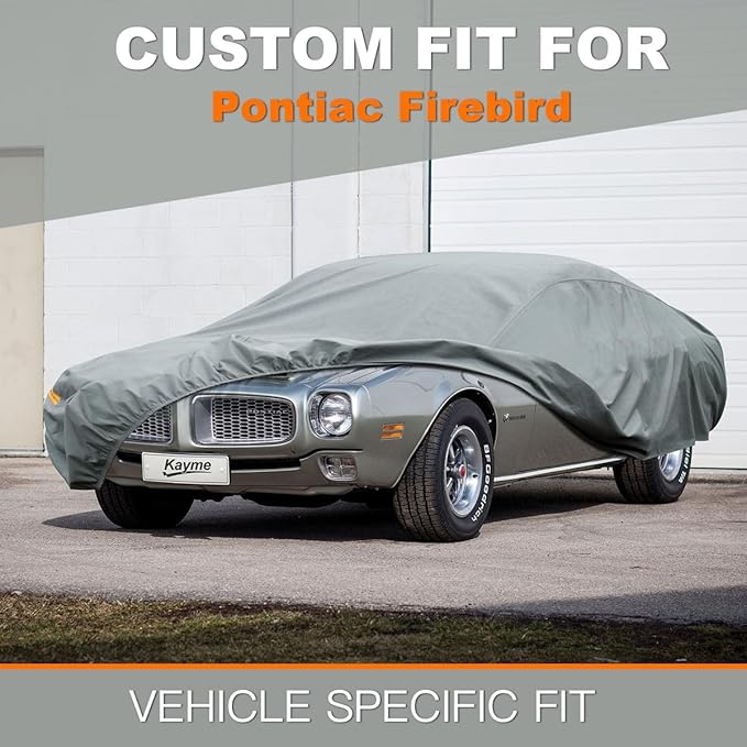 Kayme Heavy Duty Car Cover Custom Fit Pontiac Firebird, Waterproof All Weather for Automobiles,Full Car Cover - Sun, Rain & UV Protection