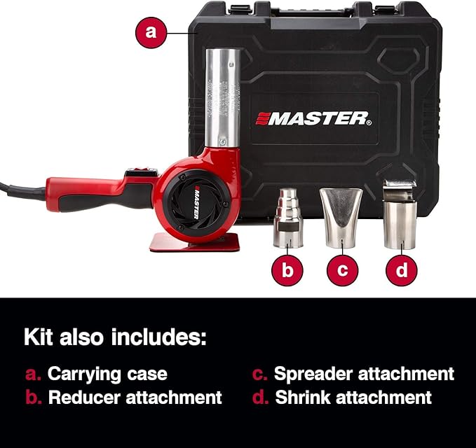 Master Appliance VT-751D-00-K Industrial Heat Gun Kit, Quick Change Plug-In Heating Element, Variable Temperature, 120V, 1740W, 14.5 Amps, Assembled In USA