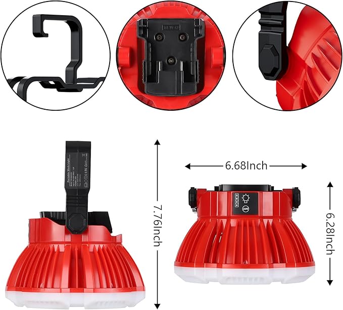 Work Light Cordless Floodlight for Milwaukee M18 18V Battery, 24W Flashlight 2400LM Portable Work Lights with SOS Flash, Tool Lights Workshop Home Repair Garage Camping (NO Battery Included)