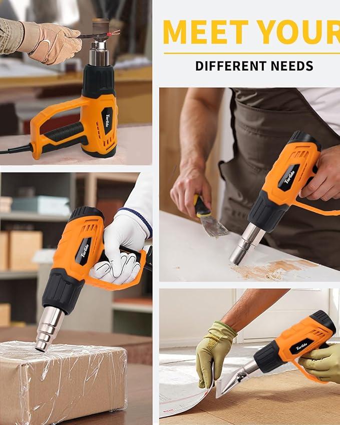 Tarlido Heat Gun 1500W 120°F-1020°F(50°C-550°C) Fast Heating Heavy Duty Hot Air Gun Kit Variable Temperature Control Overheat Protection with 4 Nozzles for Crafts, Shrinking Pvc, StrippingPaint