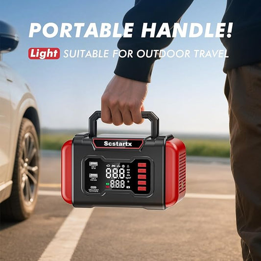 Portable Car Jump Starter Air Compressor, 4000A Peck 150 PSI Cordless Tire Inflator Battery Pump Rechargeable 12 Volt, Air Pump for Auto, Motorcycle, Bicycle, Balls with LED Light