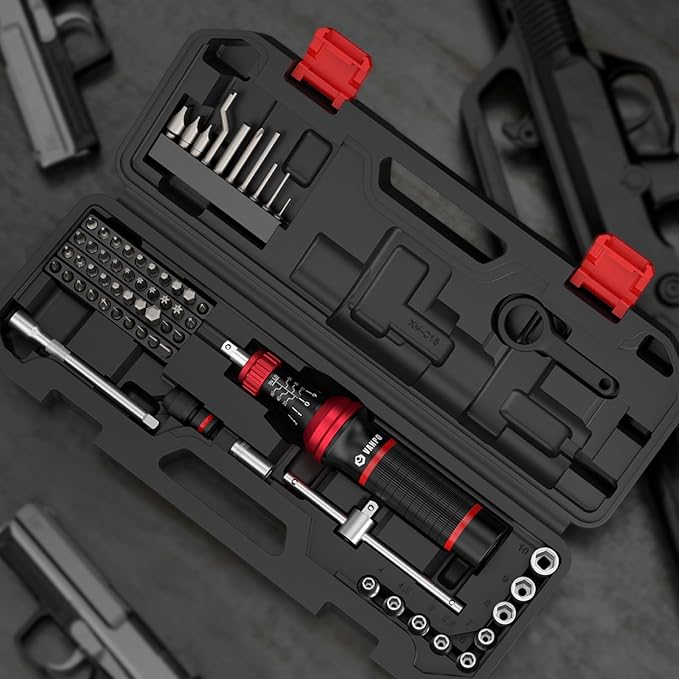 VANPO Torque Screwdriver Set, 10–60 in-lb, 64 Pcs 1/4" Drive Torque Wrench Screwdriver Kit with T-Bar & Flat, Hex, Torx, and S2 Bits for Scope, Electronics Assembly & Micro Device Repair