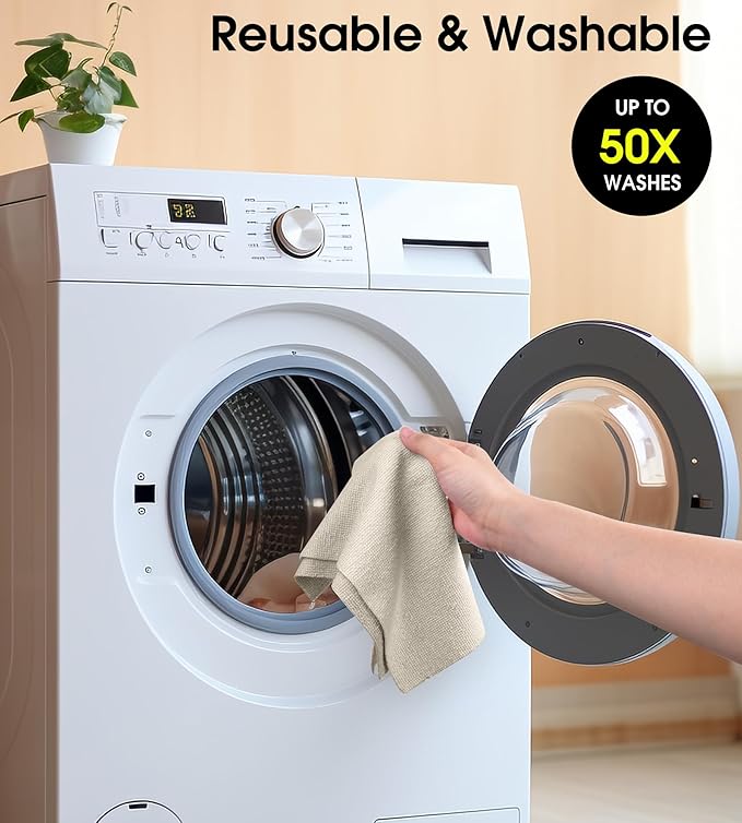 KitchLife Microfiber Cleaning Cloth Roll - Tear-Away Reusable Microfiber Paper Towels, Lint-Free, Washable, 20 Sheets for Kitchen, Car, Dishes, and Sensitive Surfaces (Sand Beige)