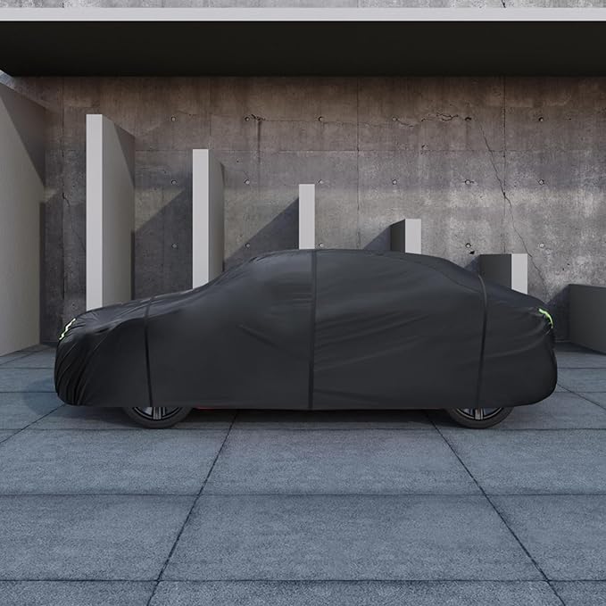 6 Layers Car Cover Waterproof All Weather for Automobiles, Size A2 with Door Zipper & Cotton Universal Fit for Toyota Corolla, Honda Civic, Kia Forte,Hyundai Elantra (178-186 inch)