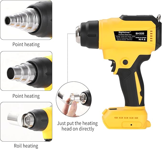 Cordless Heat Gun Compatible with Dewalt 20V Battery, 350W Fast-Heat Hot Air Gun with LED Light & Digital LCD, Variable Temp Control for Shrink Wrap, Paint Stripping, Soldering & Crafts (Tool Only)