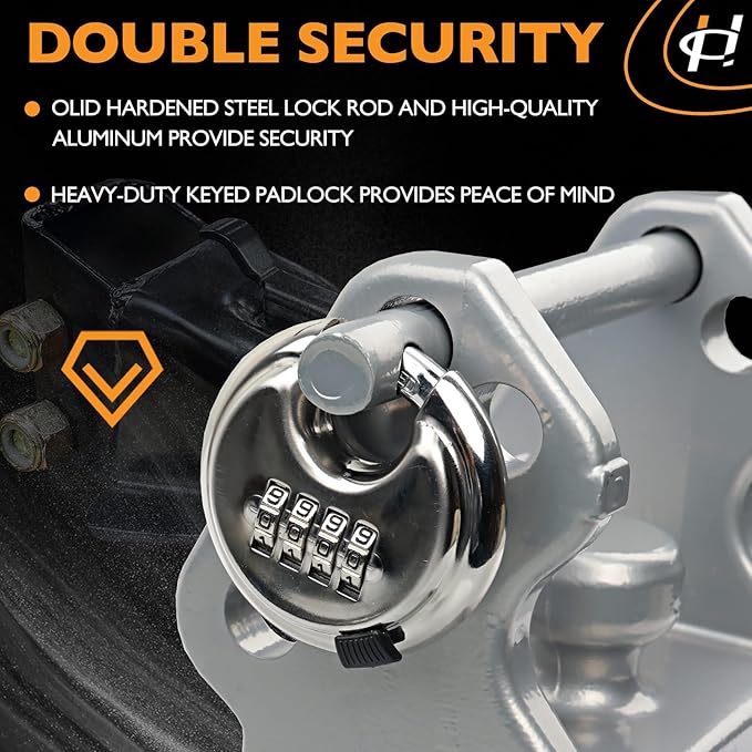 HQPASFY Trailer Hitch Lock with Combination Lock, Trailer Coupler Lock with Pin, Coupler Lock Model Tl-33 Trailer Lock,Fits Over 2" to 2-5/16" Couplers - Silver