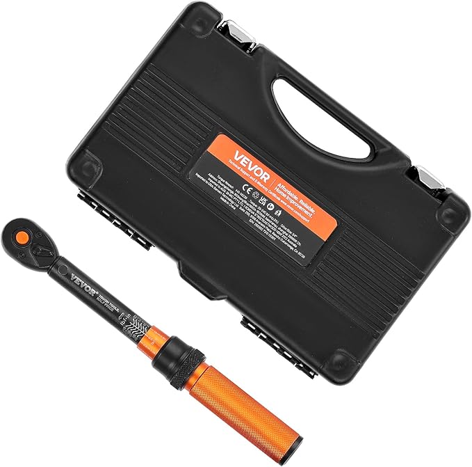 VEVOR 50Pcs Torque Wrench Set, 1/4 Inch Drive, 20-240IN.LB(2.3-27.1Nm), 72-Tooth Inch Pound Click Torque Wrench with Bit Sockets, Adapters, for MTB, E-Bike, Motorcycle