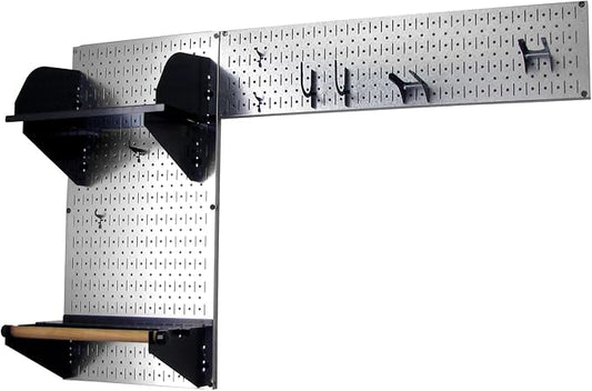 Wall Control Pegboard Garden Supplies Storage and Organization Garden Tool Organizer Kit with Metallic Pegboard and Black Accessories