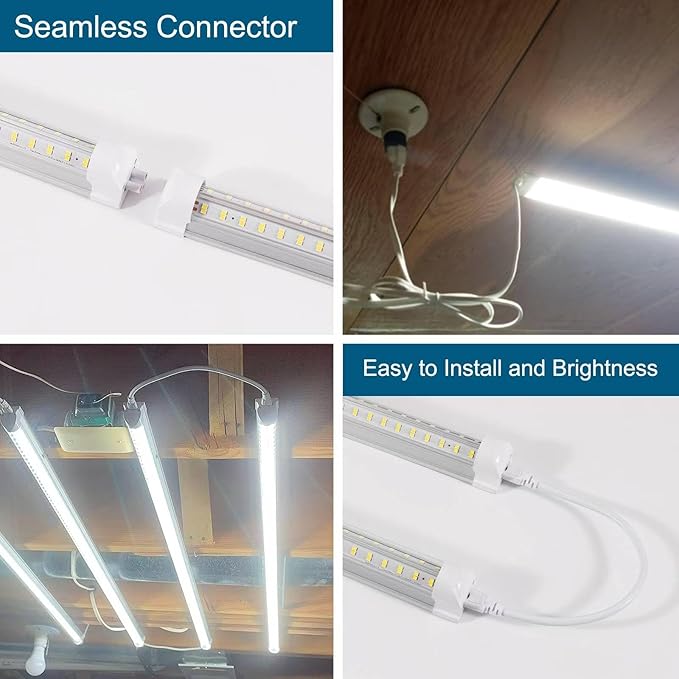 AQIQUUT 3FT Led Shop Light,3FT Lights 36W 6500K 5000LM Daylight,Led Shop Lights 110V Linkable Clear Cover Integrated V-Shape for Shop Garage Warehouse Workshop Commercial Bay Lighting(4-Pack)