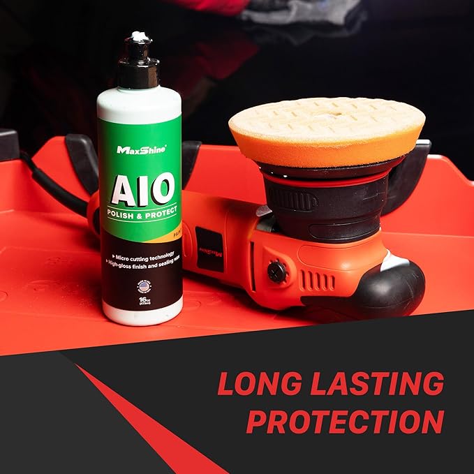 Maxshine M15 Pro Dual Action Polisher & AIO Polish Kit – 15mm Long Throw, 1000W Power, 5″ Backing Plate, Variable Speed 2,500–5,000 OPM – Professional Car & Marine Paint Correction