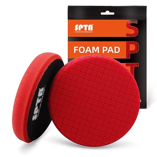 Red T10 Ultra-Fine Finishing Foam Polishing Pads, SPTA 1Pc 6.5 Inch Face for 6 Inch 150mm Backing Plate Compound Buffing Sponge Pads for Car Buffer Polisher Compounding, Polishing and Waxing -FPTSS6R