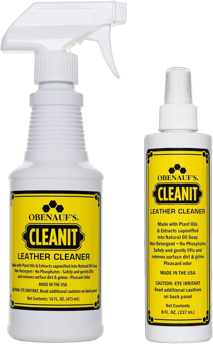 Obenauf's Cleanit Leather Cleaner - Natural Plant Oil Leather Cleaner for Boots, Furniture and Car Interior - Safe and Gentle Non-Detergent Oil Liquid Soap - Ready-to-use 16oz Spray Bottle