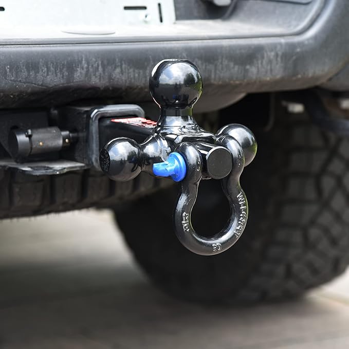 Trailer Hitch Tri-Ball Hitch Mount with Rotatoble Tow Shackle, fits for 2-inch Hitch Receiver, Hitch Lock Pin Included…