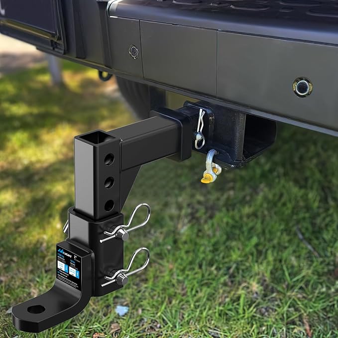Nilight 8-Position Adjustable Trailer Hitch Ball Mount Fits 2 Inch Receiver with 5/8" Pin Lock 7500 lbs 9-1/2" Drop 8-1/4" Rise 1" Hole Hitch for Trailers Boats Pickups RV