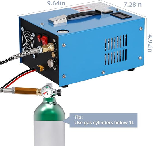 PCP Air Compressor, 4500 Psi/30 MPa Scuba Tank Compressor, 12V DC/120V AC Power Supply, Built-in Power Converter, Suitable for PCP Air Rifles, Paintball, High-Pressure Tank Compressors