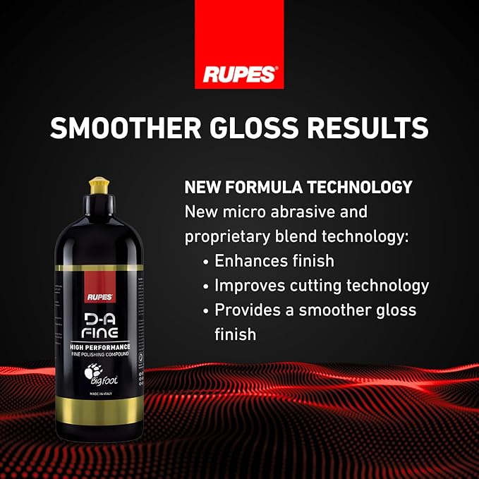 RUPES 9.DAFINE Pack of 1 1000 ml Yellow D-A Fine High Performance Polishing Compound for Car Detailing & Removing Scratches | Removes Fine Defects | Micro-Abrasive Technology | Removes Swirl Marks