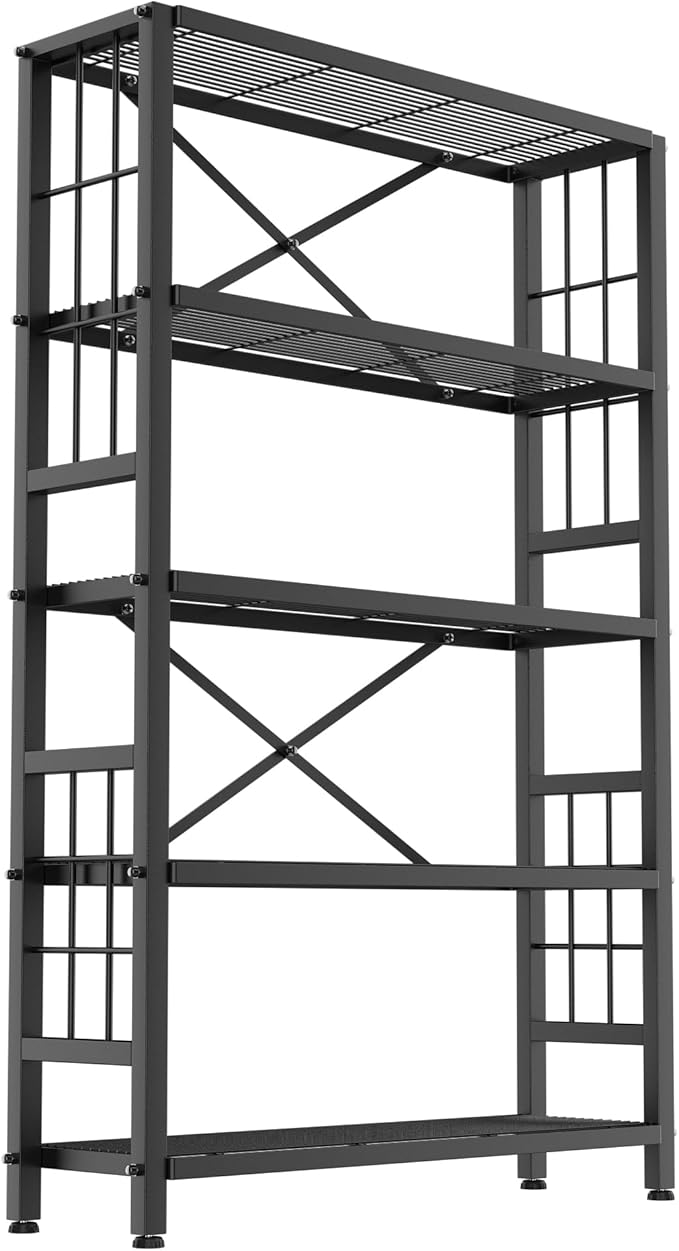 GIOTORENT 5-Wire Heavy-Duty Shelf, Standing Storage Shelves, Metal Shelving Unit Pantry Rack, 1500LB Load Capacity, for Garage Kitchen Organizer (Black)