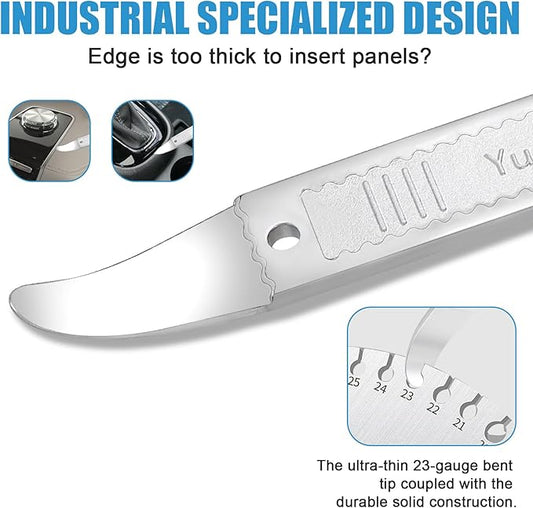 4140 Dual-purpose Steel Pry Bar, Multi-Function Trim Removal Tool for Automotive Panel,Planes Panel, Interior &exterior Trim Removal (Silver Pry Tool 1pc)