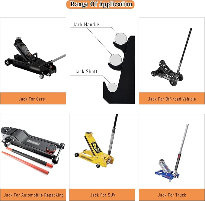Heavy-Duty Steel Floor Jack Holder & Jack Stand Wall Mount Hook Rack,Black Electro-Plated, Two-piece Handle Storage