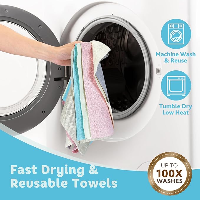 Matthew Microfiber Cleaning Cloth Roll 72Pack (12" x 12") Reusable Paper Towels&Washable Tear Away Towels,Ultra Water Absorbent Lint&Streak Free Cleaning Rags for Glass,Dishwash,Bathroom,Cars-Yellow