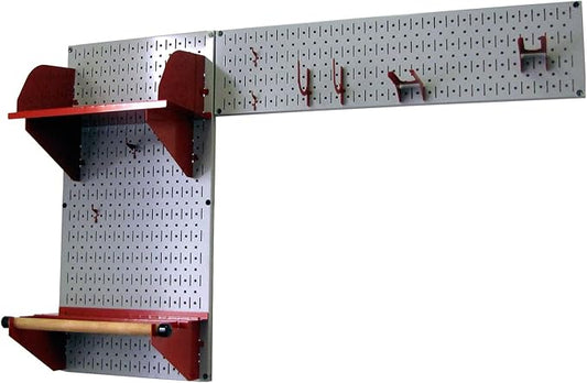 Wall Control Pegboard Garden Supplies Storage and Organization Garden Tool Organizer Kit with Gray Pegboard and Red Accessories