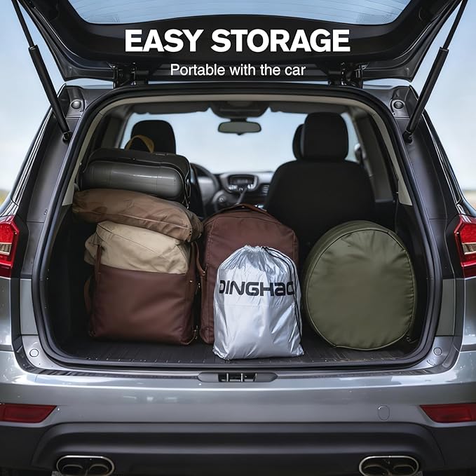 DINGHAO Car Cover Waterproof All Weather with Hot Stitching for Automobiles,6 Layers Outdoor Full Exterior Cover Sun UV Rain Snow Wind Protection Fit for 185"(185 * 73 * 59 inch) Sedan
