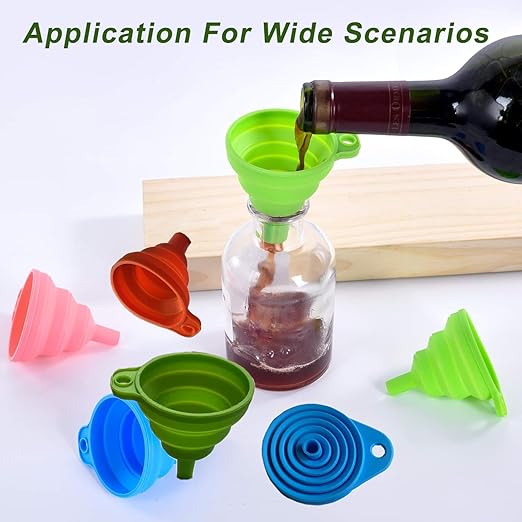 Kitchen Funnel Set of 3,Small,Medium and Large,Kitchen Gadgets Accessories Foldable Silicone Collapsible Food Grade Funnels for Kitchen Use Daily Cooking Filling Bottles Liquid Powder Transfer