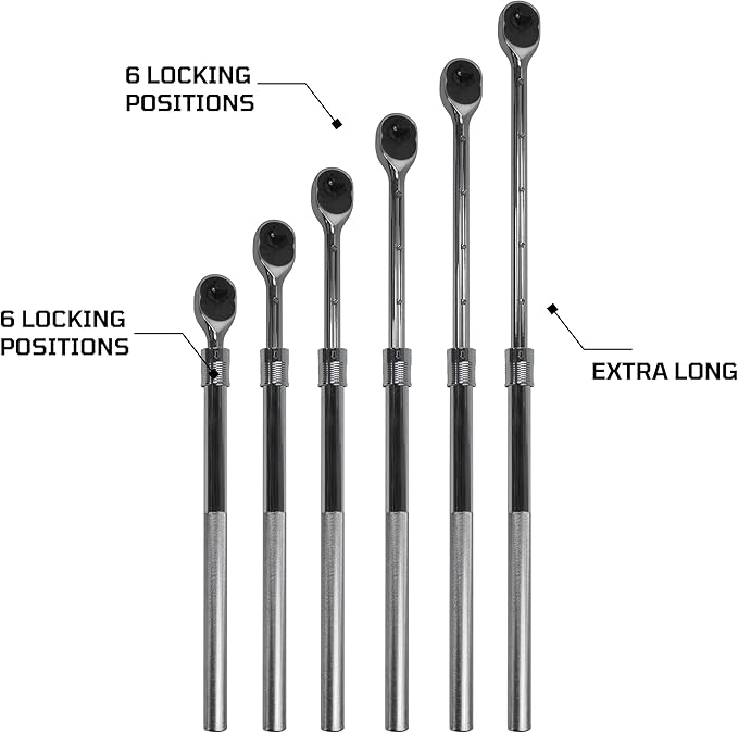 EZRED 3/4" Drive Extendable Ratchet with Reinforced Steel Telsecoping Locking Shaft
