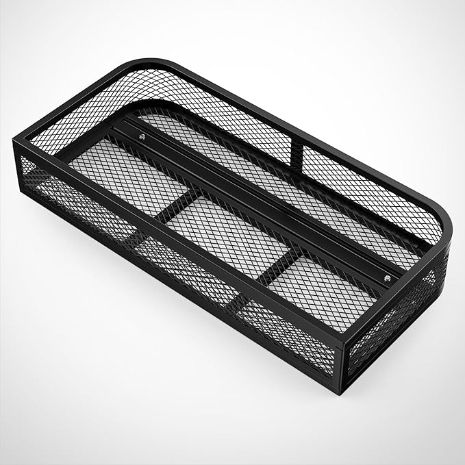 Nilight ATV Front Cargo Basket, 17" W x 36" L x 6.3" H Racks and Baskets with Steel Mesh Frame, Heavy Duty ATV Storage Cargo Box Attachments for Luggage Carrier