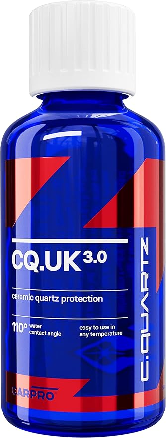 CARPRO CQUARTZ UK 3.0 - Ceramic Coating for Cars, Quartz Based Nanotechnology, Bonds to Paint, Glass, Metal and Plastic - (50ml Kit)