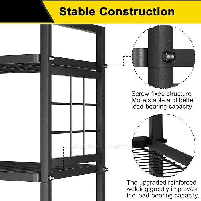GIOTORENT 6-Wire Standing Storage Shelf for Bathroom Organizers and Storage & Laundry Room Organization, Metal Shelving Unit Pantry Rack for Kitchen & Bathroom, Black