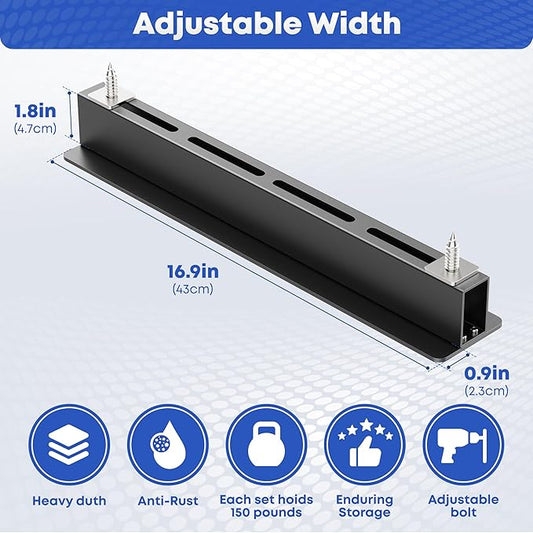 WooFog Overhead Garage Storage Rack, Garage Ceiling Storage Racks, Heavy Duty Storage Bin Ceiling Rails for 27 Gallon Totes,Tote Storage Rack System -Black (6 Sets for 5 Bins)